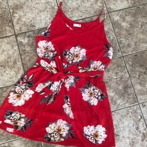 Red magnolia dress